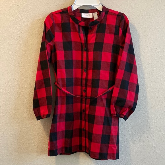 OUAC: The Children’s Place Buffalo Plaid Check Tie Back Long Sleeve Dress